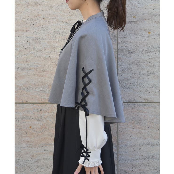 Ｗ釦レースアップケープ | axes femme | 詳細画像2 