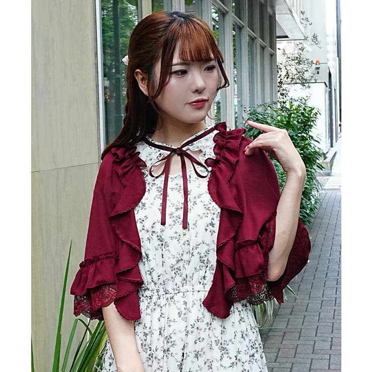 ラッフルフリルシフォンケープ | axes femme | 詳細画像10 
