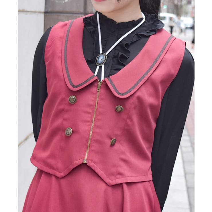 ディープネックジップベスト[品番：IGAW0006181]｜axes femme