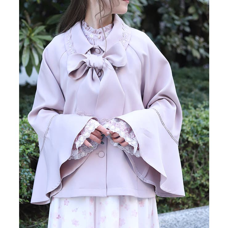 ピンク | レース使いベルスリーブコート | axes femme