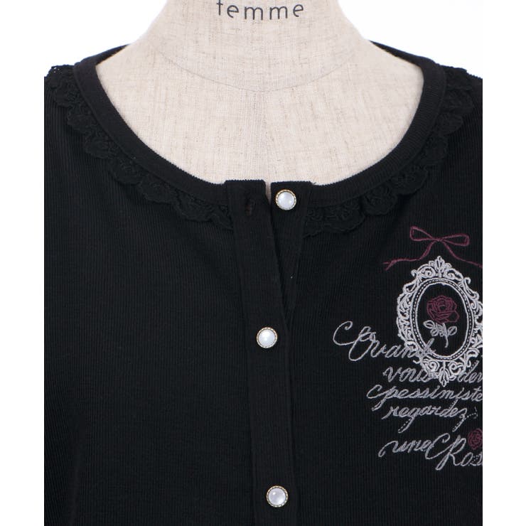 ローズカメオ風刺繍カーデ[品番：IGAW0001561]｜axes femme