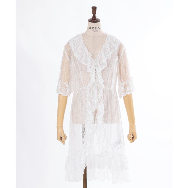 axes レースガウン（カーデガン）　黒白レース　新品　フリーサイズ フリルレースガウン | outlet | axes femme online shop