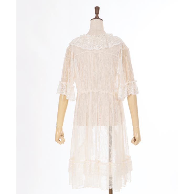 axes レースガウン（カーデガン）　黒白レース　新品　フリーサイズ フリルレースガウン[品番：IGAW0005214]｜axes femme