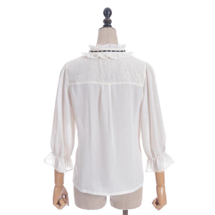 梯子レーススタンドカラーブラウス | axes femme | 詳細画像10 