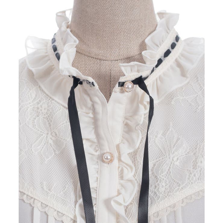 梯子レーススタンドカラーブラウス | axes femme | 詳細画像11 