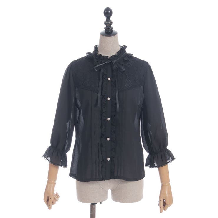 梯子レーススタンドカラーブラウス | axes femme | 詳細画像16 