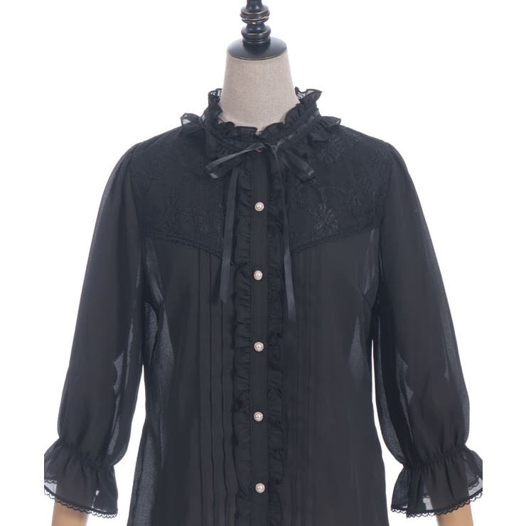 梯子レーススタンドカラーブラウス | axes femme | 詳細画像19 