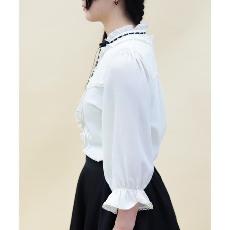 梯子レーススタンドカラーブラウス | axes femme | 詳細画像2 