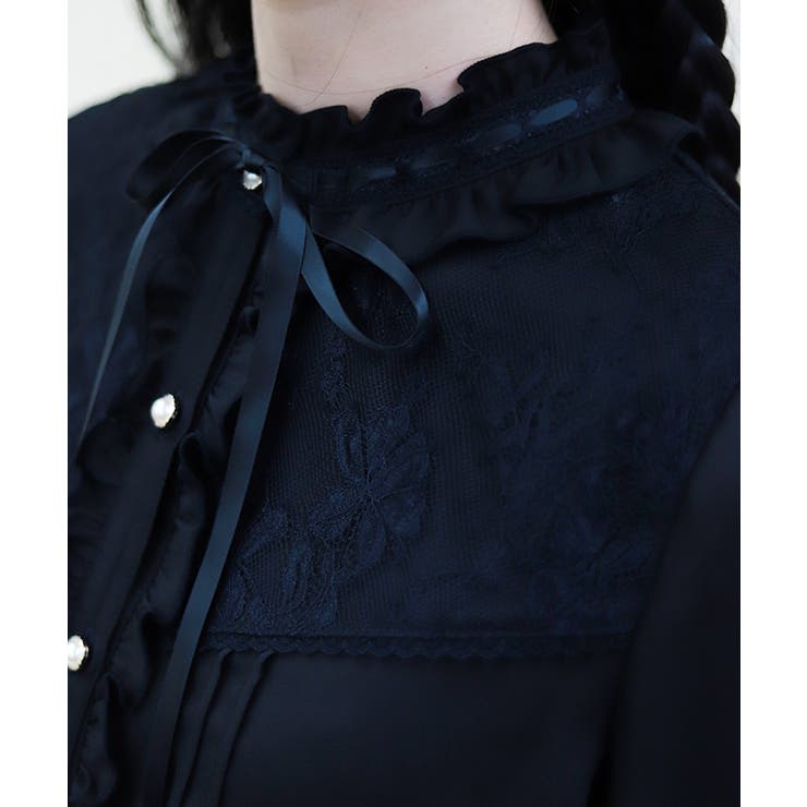 梯子レーススタンドカラーブラウス | axes femme | 詳細画像5 