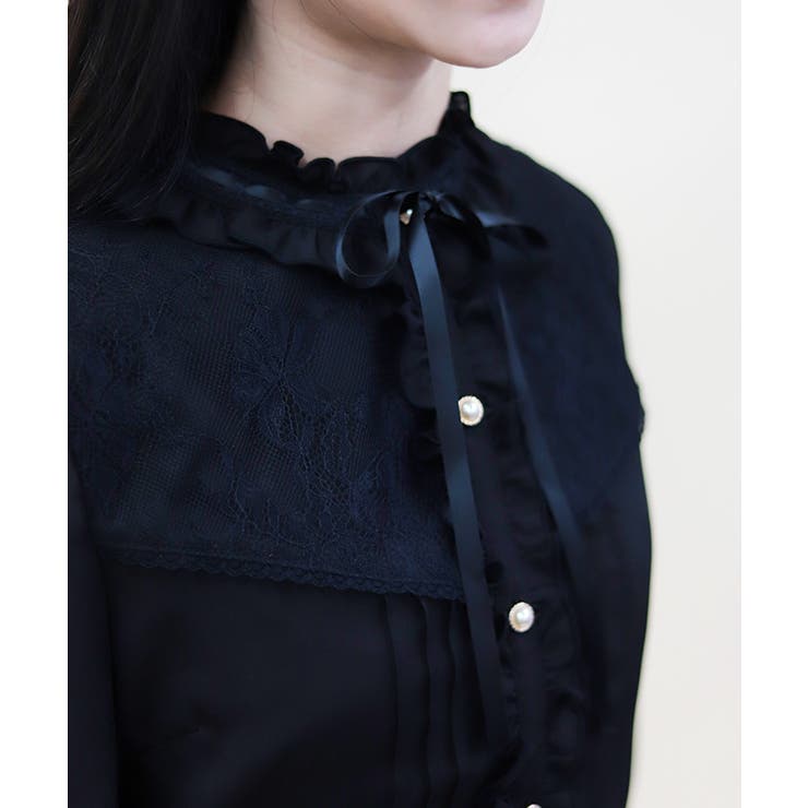 梯子レーススタンドカラーブラウス | axes femme | 詳細画像6 