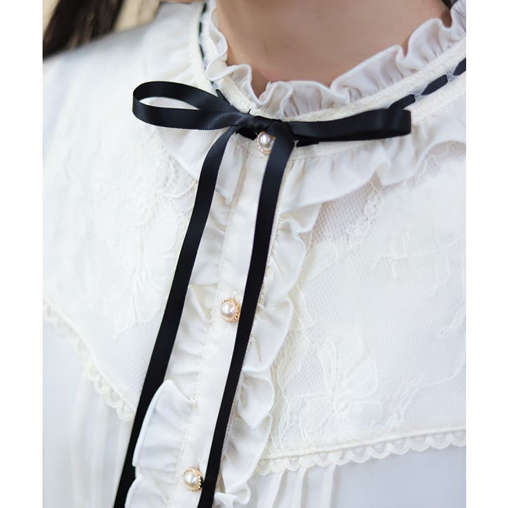 梯子レーススタンドカラーブラウス | axes femme | 詳細画像7 