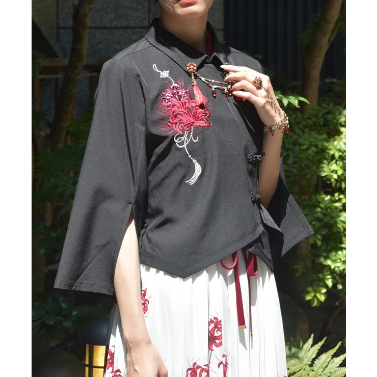 彼岸花刺繍ショートシャツ[品番：IGAW0006714]｜axes femme