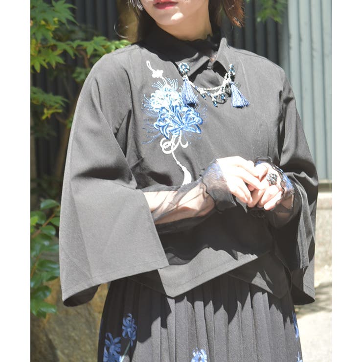 彼岸花刺繍ショートシャツ[品番：IGAW0006714]｜axes femme