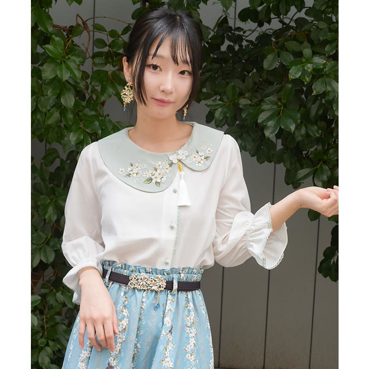 ジャスミン刺繍チャイナブラウス | axes femme | 詳細画像13 