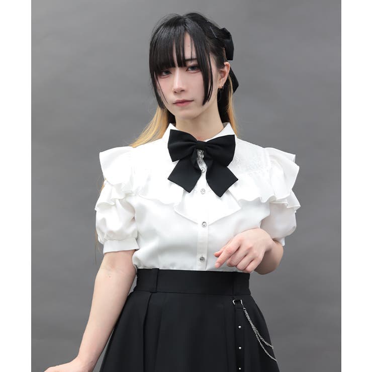 チャームリボン肩あき半袖ブラウス | axes femme | 詳細画像12 