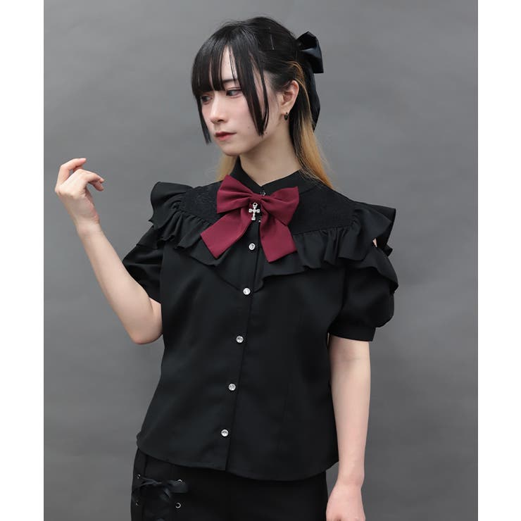 チャームリボン肩あき半袖ブラウス | axes femme | 詳細画像15 
