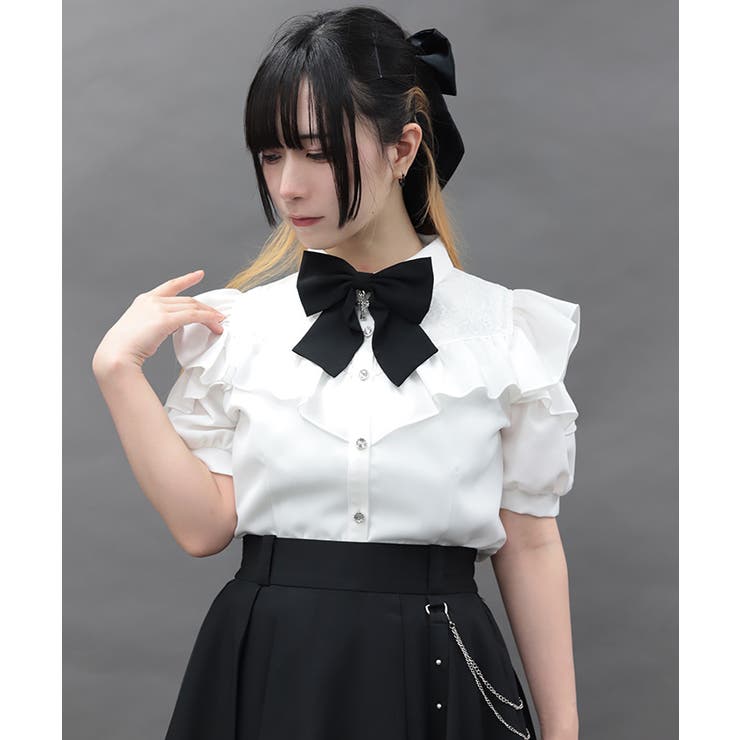 チャームリボン肩あき半袖ブラウス | axes femme | 詳細画像8 