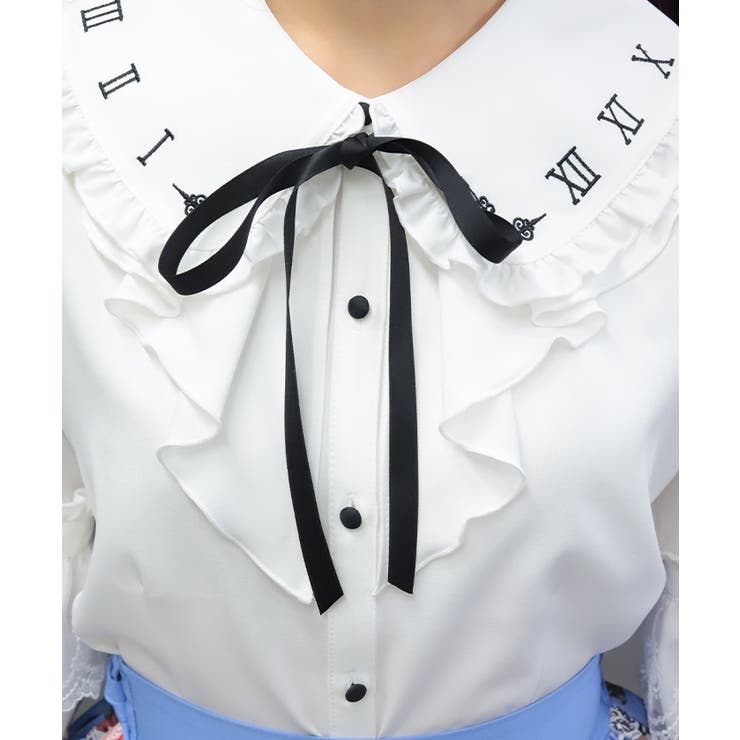 時計刺繍フリル袖ブラウス | axes femme | 詳細画像10 