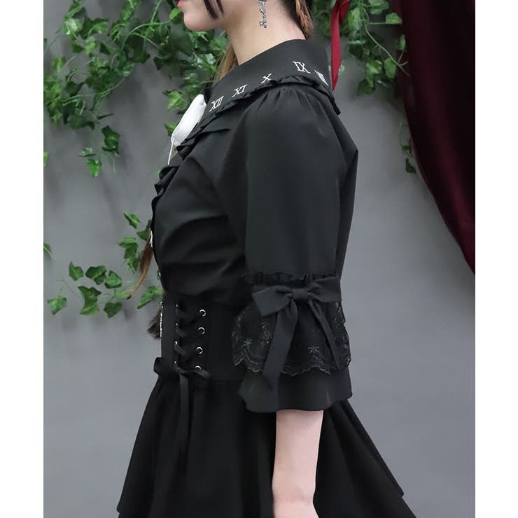 時計刺繍フリル袖ブラウス | axes femme | 詳細画像2 