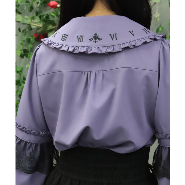 時計刺繍フリル袖ブラウス | axes femme | 詳細画像7 