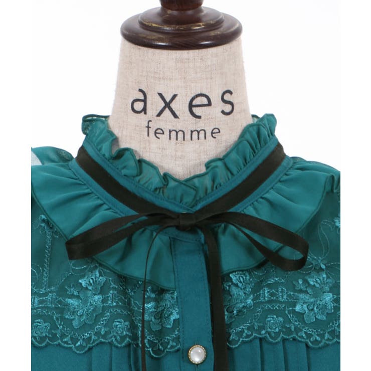 チュールレース使いブラウス[品番：IGAW0001784]｜axes femme