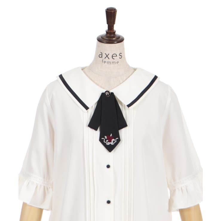 タイ付ブラウス[品番：IGAW0002093]｜axes femme（アクシーズ