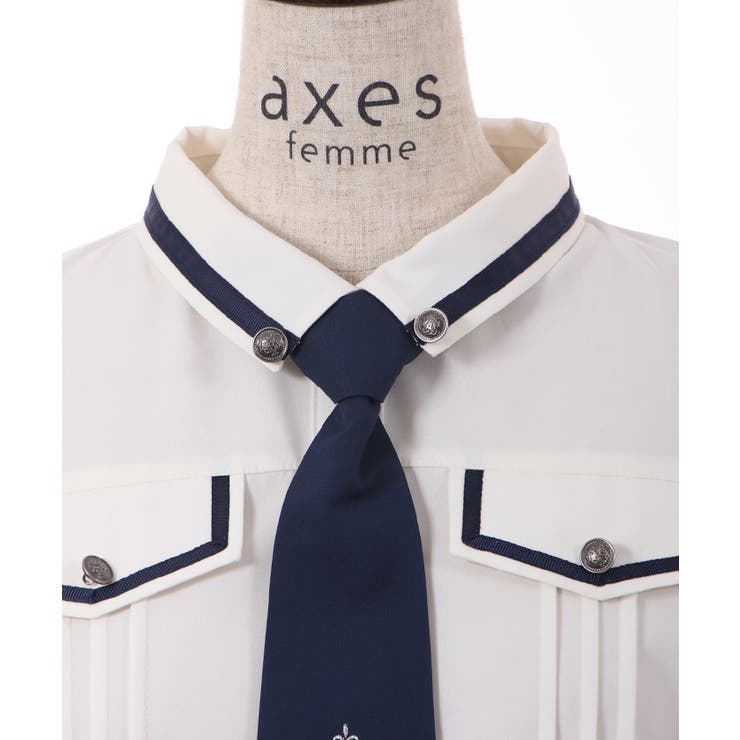 ミリタリー風タイ付ブラウス[品番：IGAW0003625]｜axes femme