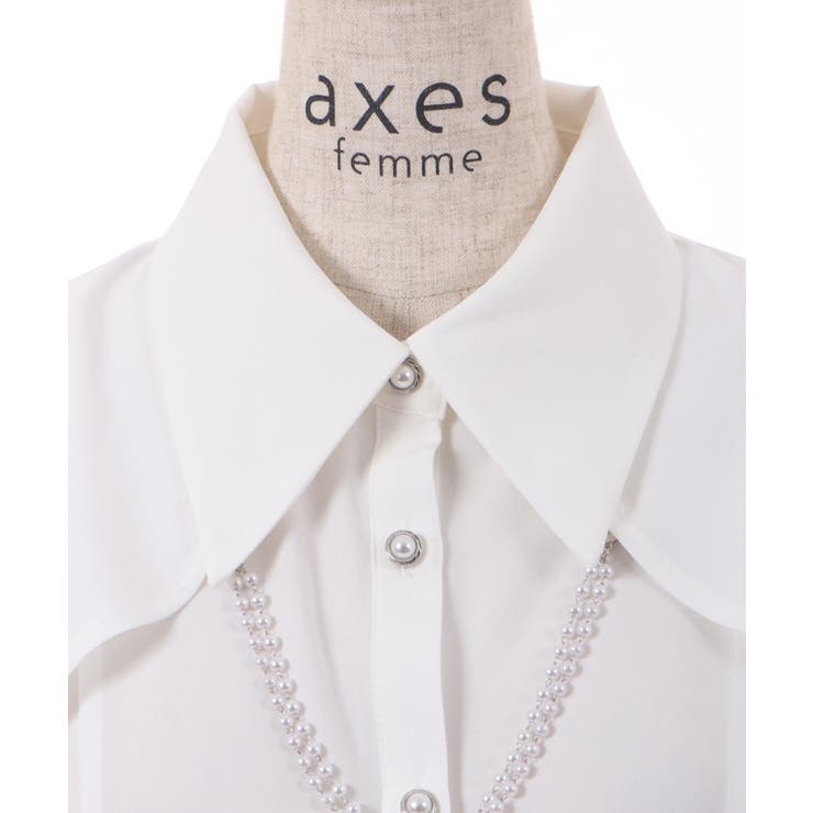 パールチェーン付ブラウス[品番：IGAW0003667]｜axes femme