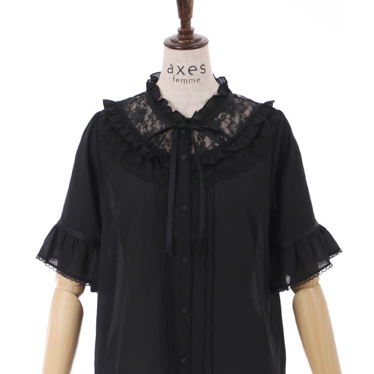 レースヨークブラウス[品番：IGAW0003666]｜axes femme（アクシーズ