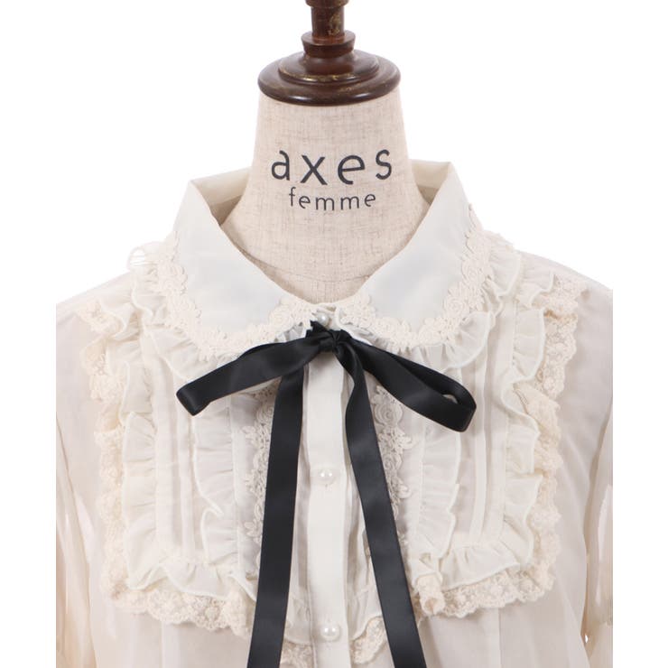 シアーフリル丸襟ブラウス[品番：IGAW0003750]｜axes femme
