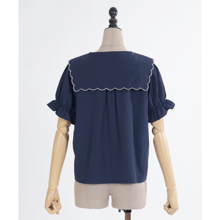 パンジー刺繍リボン襟ブラウス[品番：IGAW0004918]｜axes femme