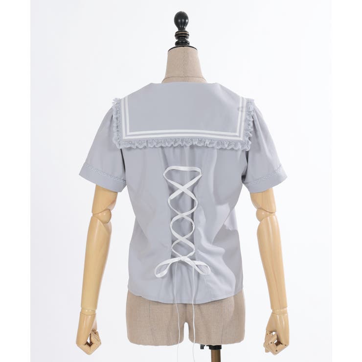 リボン付セーラーカラーブラウス[品番：IGAW0005098]｜axes femme