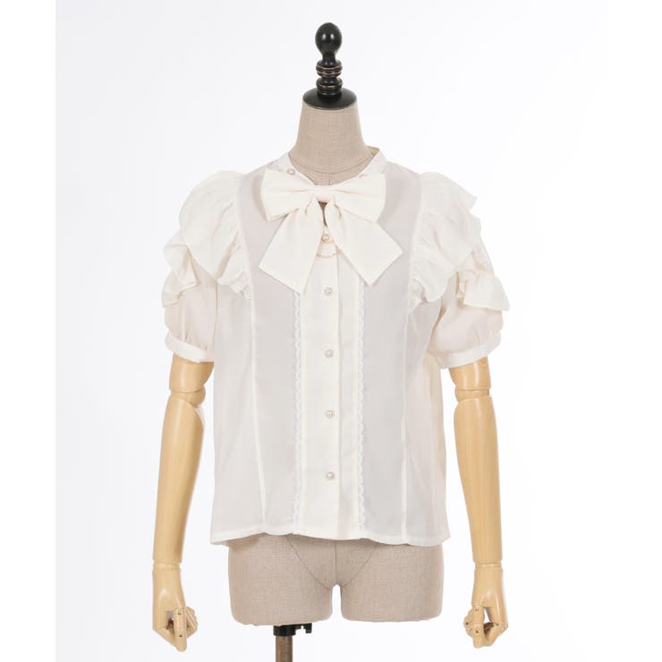 激希少　axes femmeドット花柄キャミソール　フリルトップス　リボン レース襟リボン付ブラウス | kawaii | axes femme online shop