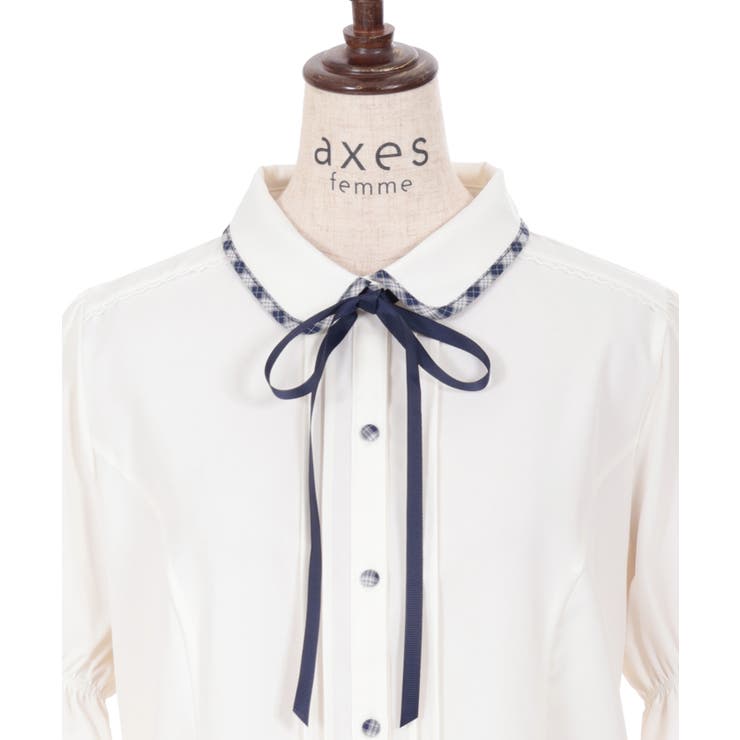 美品♡ フォクシー パフスリーブ リボン ブラウス スリッド