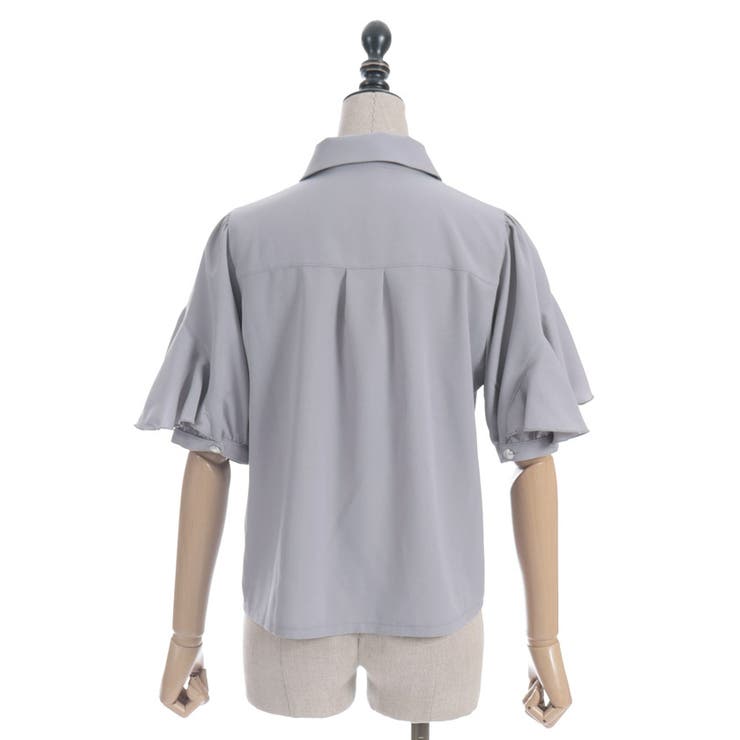タイ付ラッフルフリル半袖BL[品番：IGAW0006174]｜axes femme