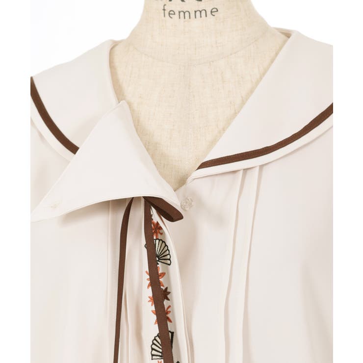 扇子×紅葉刺繍セーラーブラウス[品番：IGAW0005272]｜axes femme