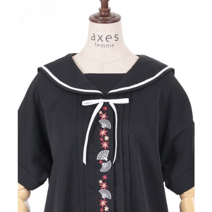 扇子×紅葉刺繍セーラーブラウス[品番：IGAW0005272]｜axes femme