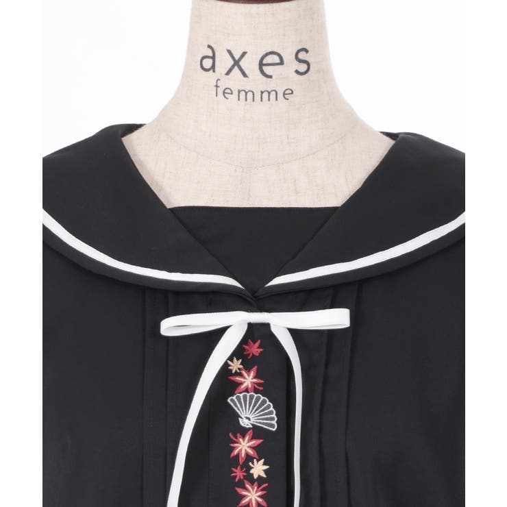 axes femme｜扇子*紅葉刺繍セーラーブラウス | Rakuten Fashion