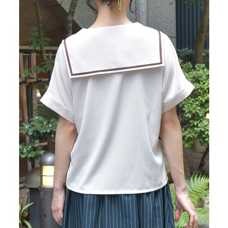 扇子×紅葉刺繍セーラーブラウス[品番：IGAW0005272]｜axes femme