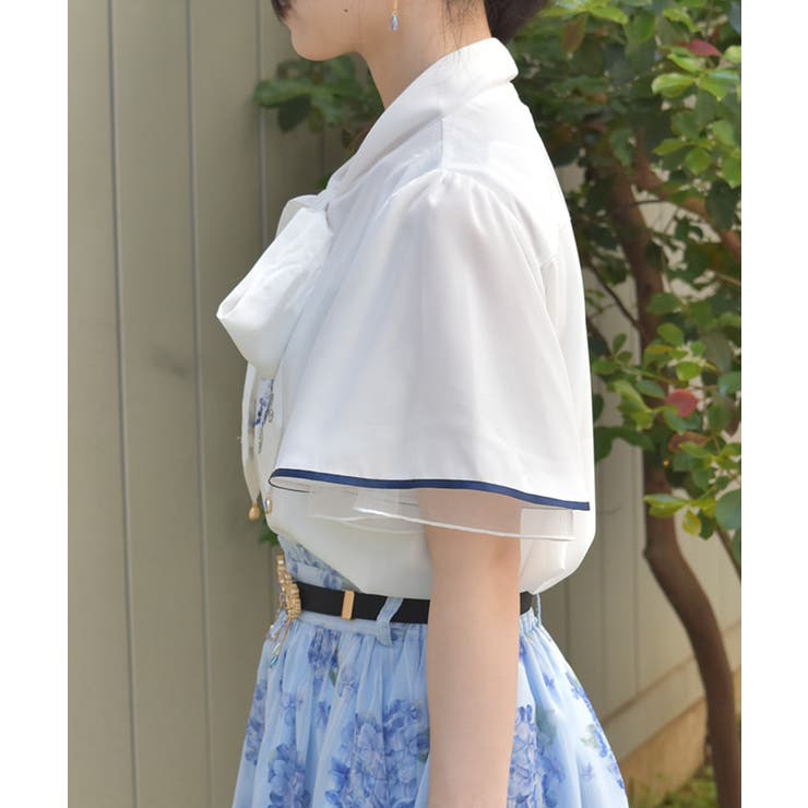 紫陽花刺繍リボンブラウス[品番：IGAW0006465]｜axes femme