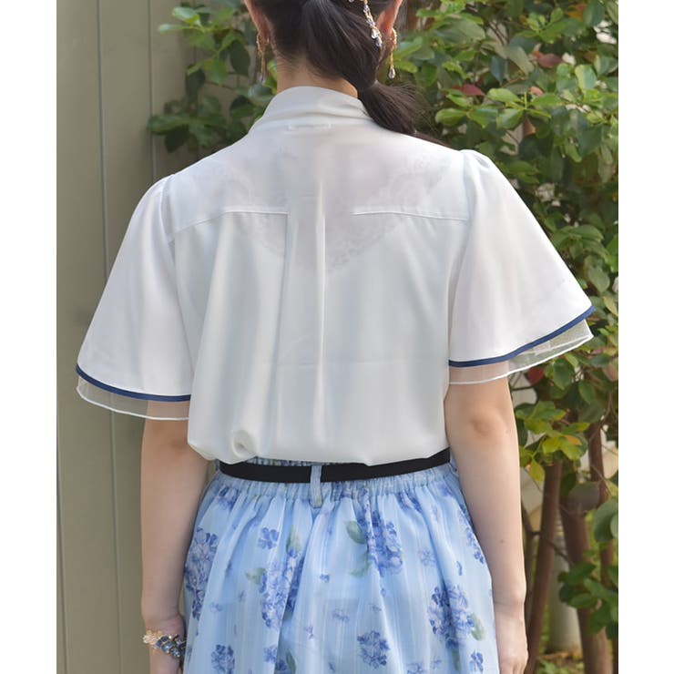 紫陽花刺繍リボンブラウス[品番：IGAW0006465]｜axes femme