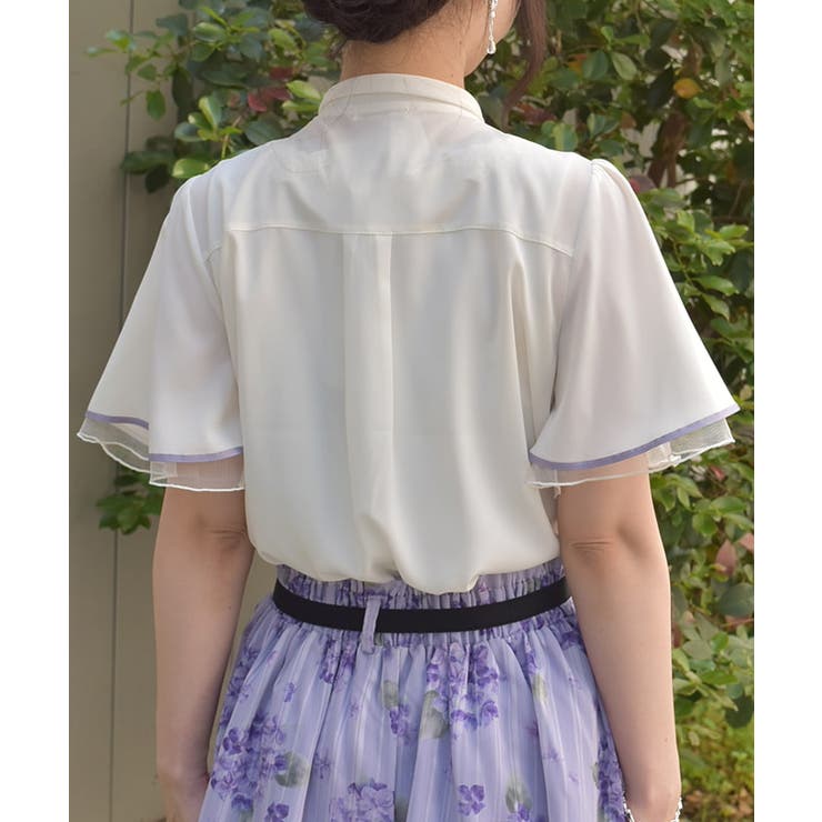 紫陽花刺繍リボンブラウス[品番：IGAW0006465]｜axes femme