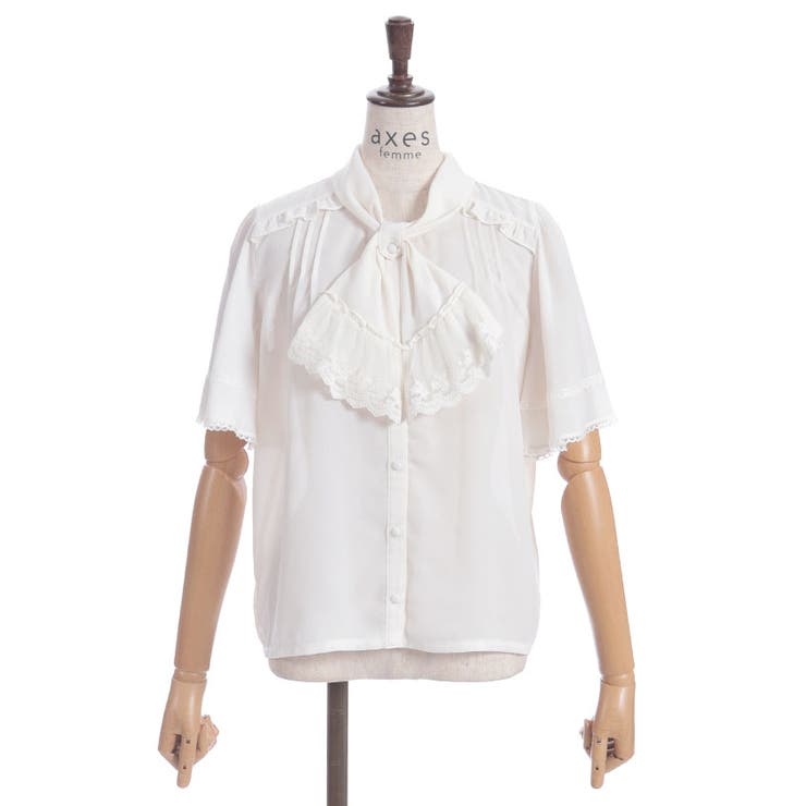 レース使いリボンブラウス | axes femme | 詳細画像17 