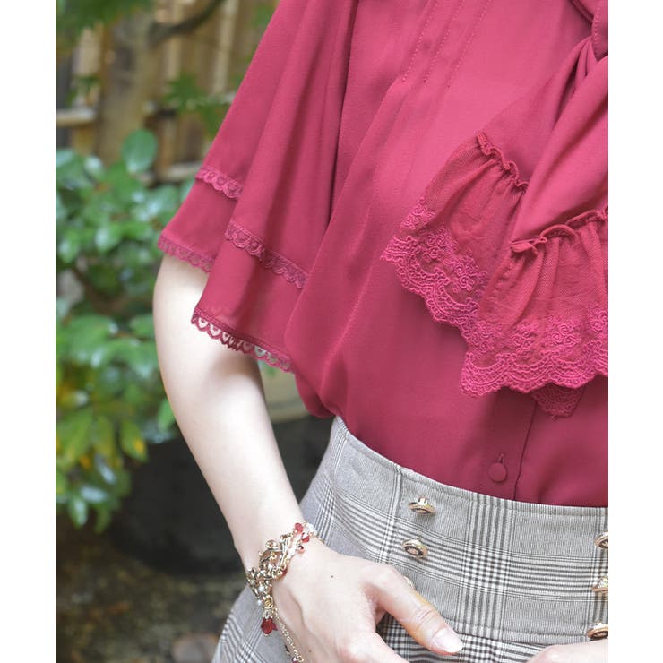 レース使いリボンブラウス | axes femme | 詳細画像7 