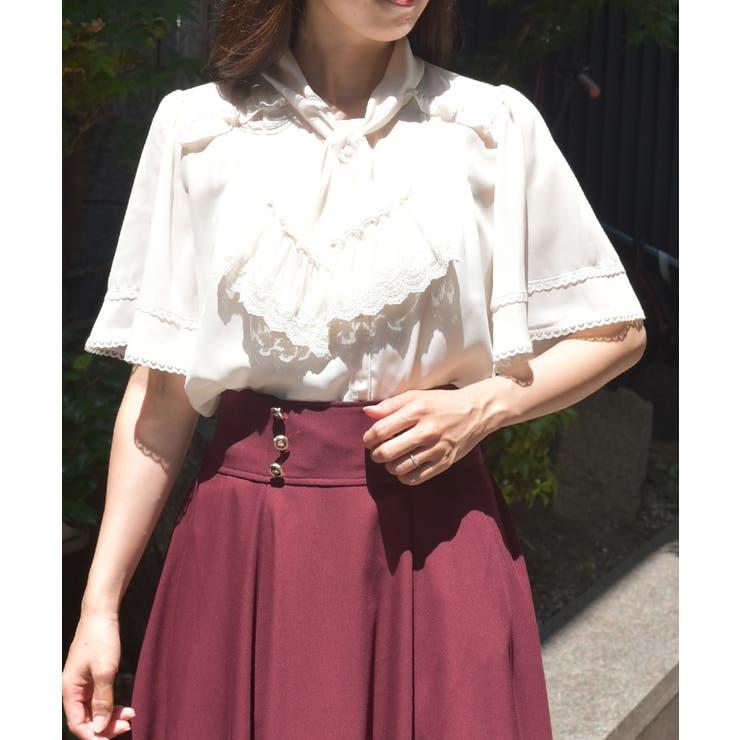 生成り | レース使いリボンブラウス | axes femme