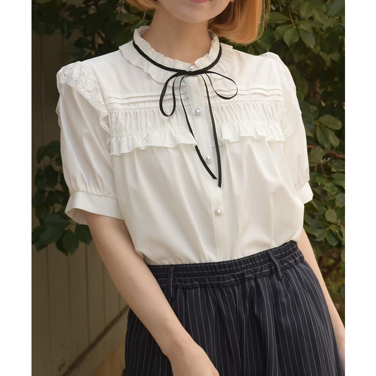 白 | フロントギャザーブラウス | axes femme