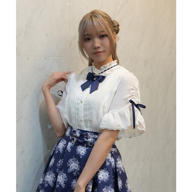 リボンブローチ付き姫袖風ブラウス | axes femme | 詳細画像8 