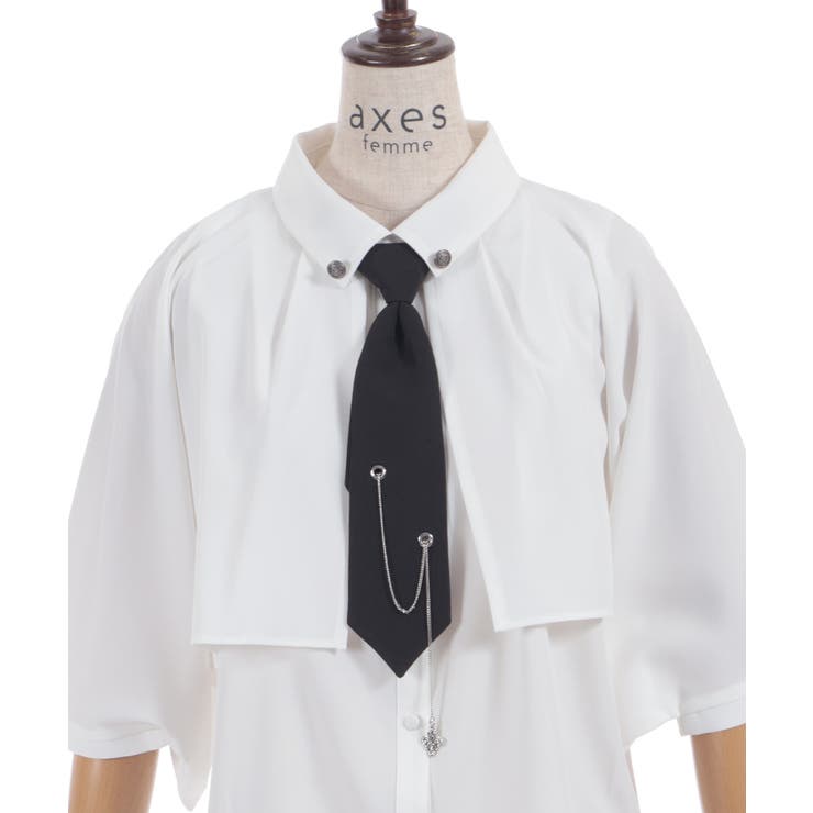 チェーンネクタイ付ブラウス[品番：IGAW0007749]｜axes femme