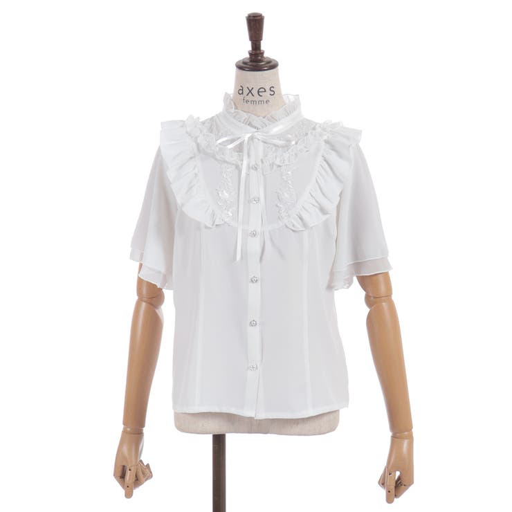 レース切替フリルスタンドブラウス | axes femme | 詳細画像16 