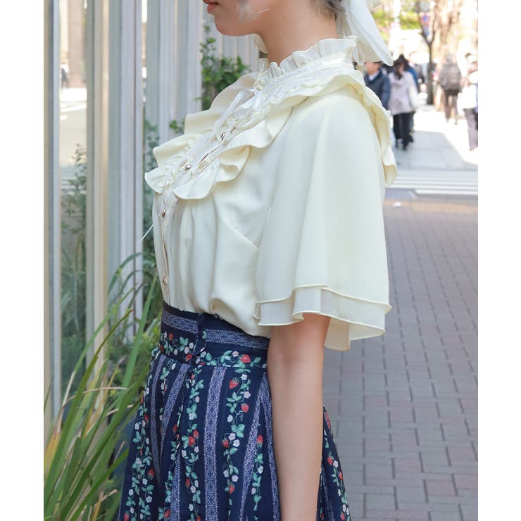 レース切替フリルスタンドブラウス | axes femme | 詳細画像2 